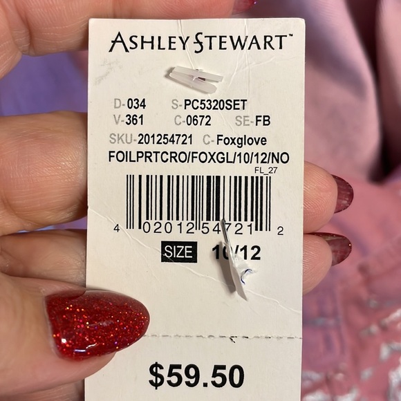 ASHLEY STEWART metallic foil floral etching /pink cropped trucker jacket 10/12 - Picture 7 of 13